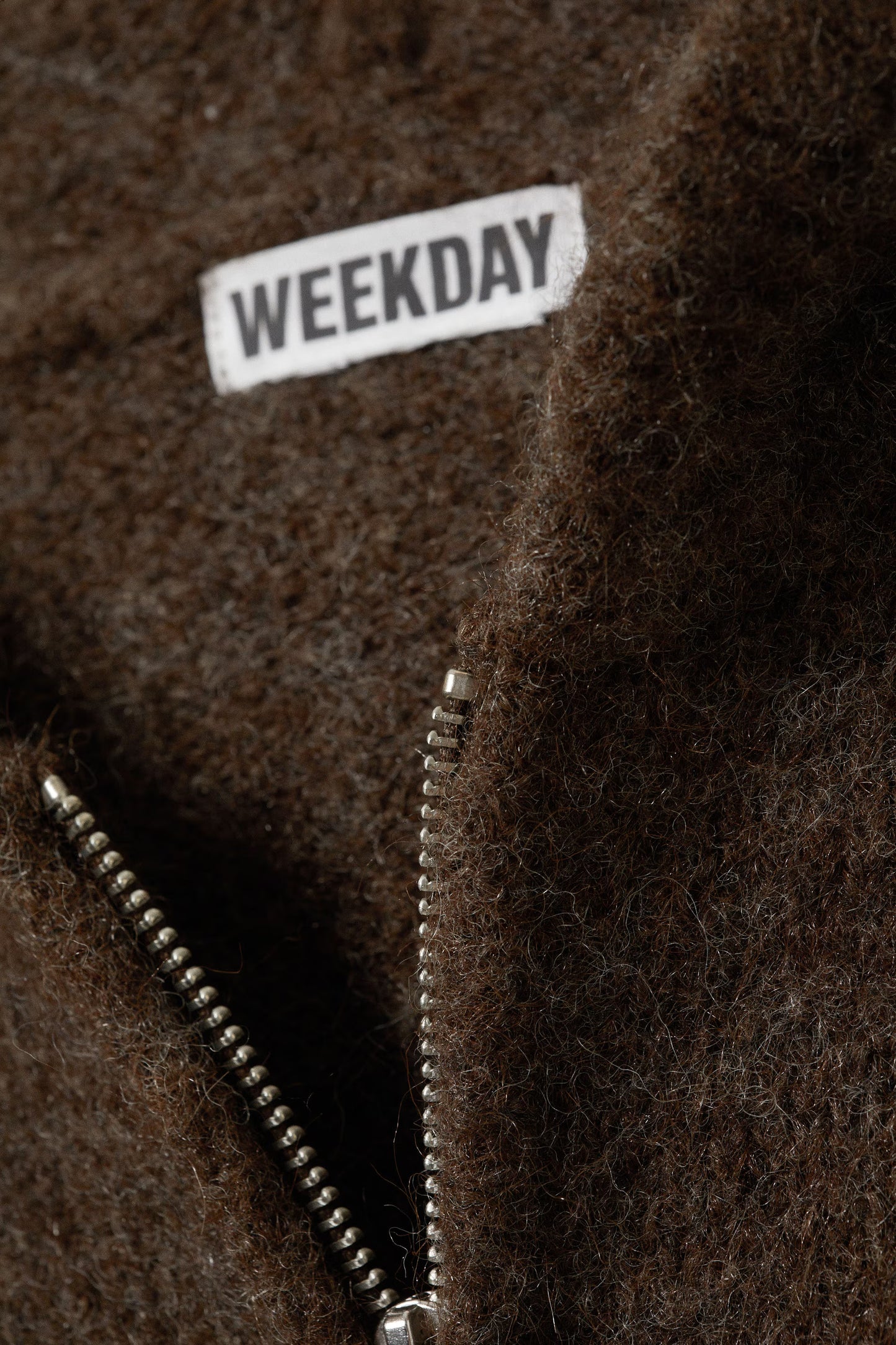 WEEKDAY - KNITTED BOXY WOOL-BLEND ZIP HOODIE