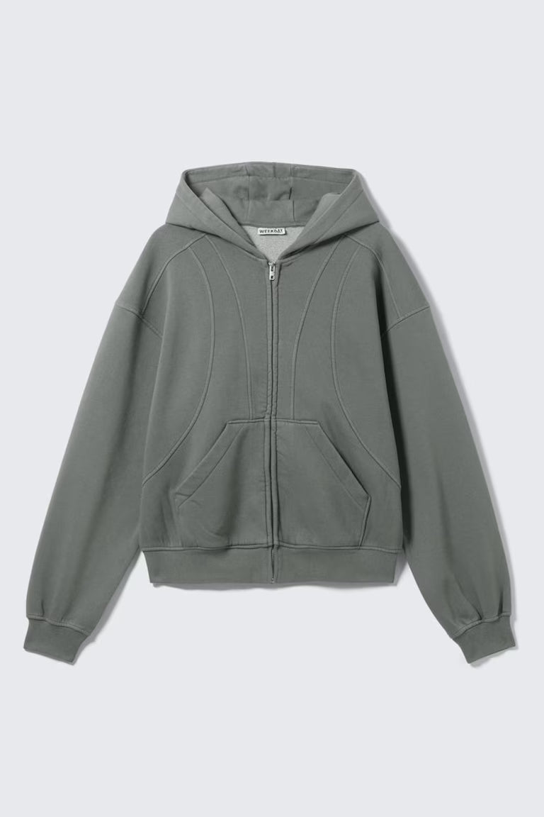 WEEKDAY - ZIP HOODIE BOB BLOCK