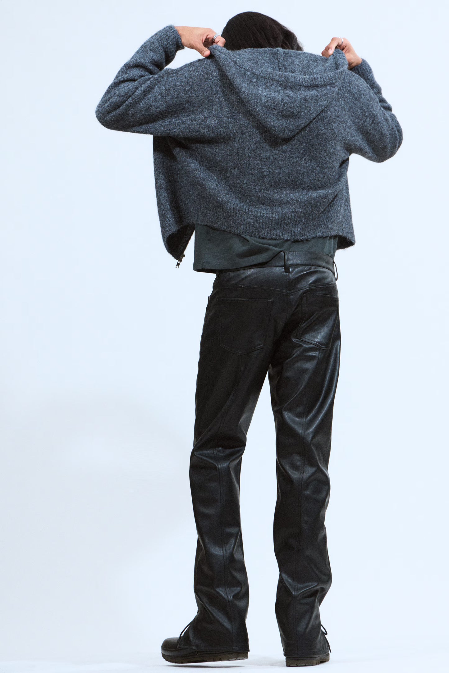 WEEKDAY - SPACE RELAXED FAUX LEATHER ZIP HEM TROUSERS