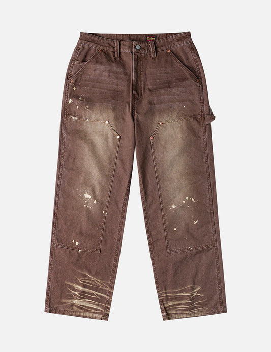 EVISU - HEAVY WASHED AND DISTRESSED DAICOCK JEANS