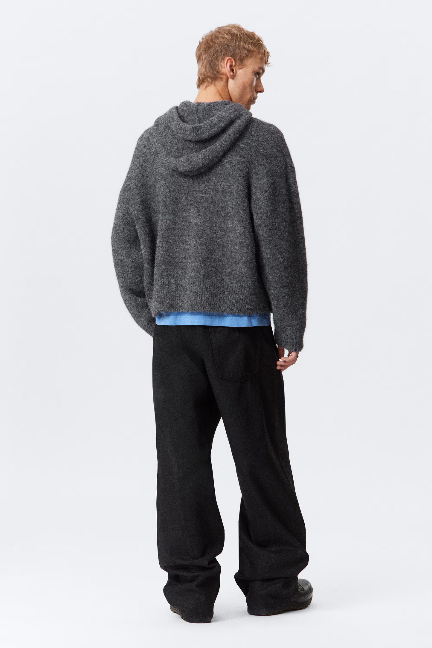 WEEKDAY - KNITTED BOXY WOOL-BLEND ZIP HOODIE