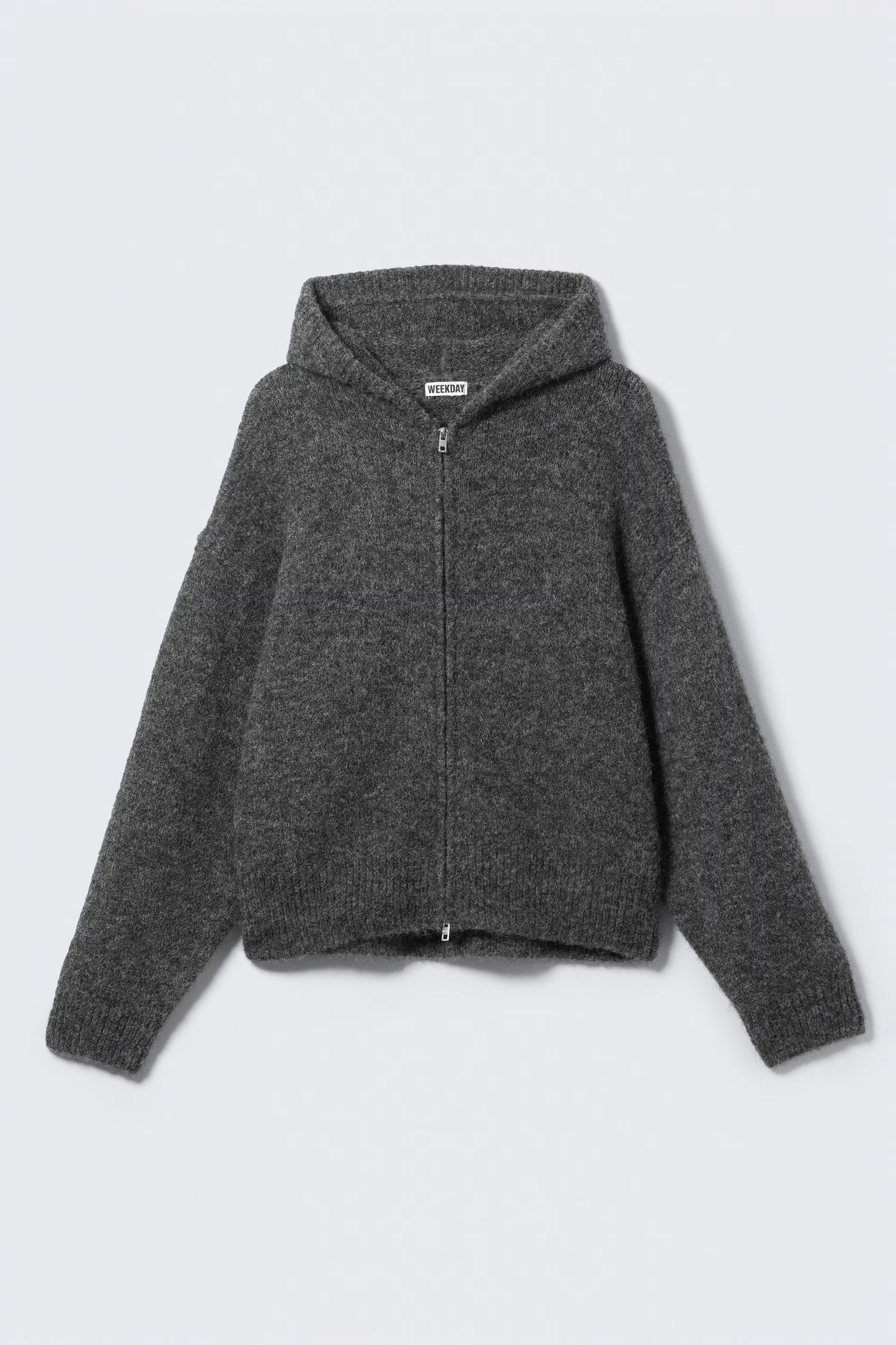 WEEKDAY - KNITTED BOXY WOOL-BLEND ZIP HOODIE