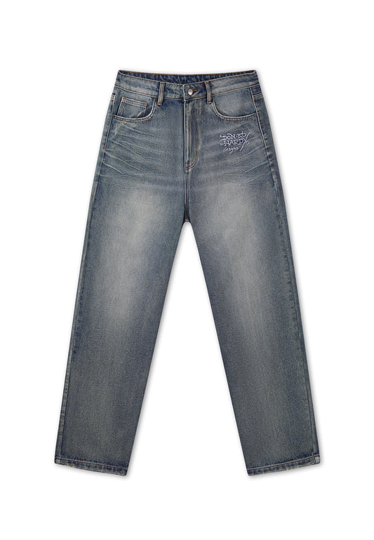 ED HARDY - EMBROIDERED PANTHER RELAXED JEANS