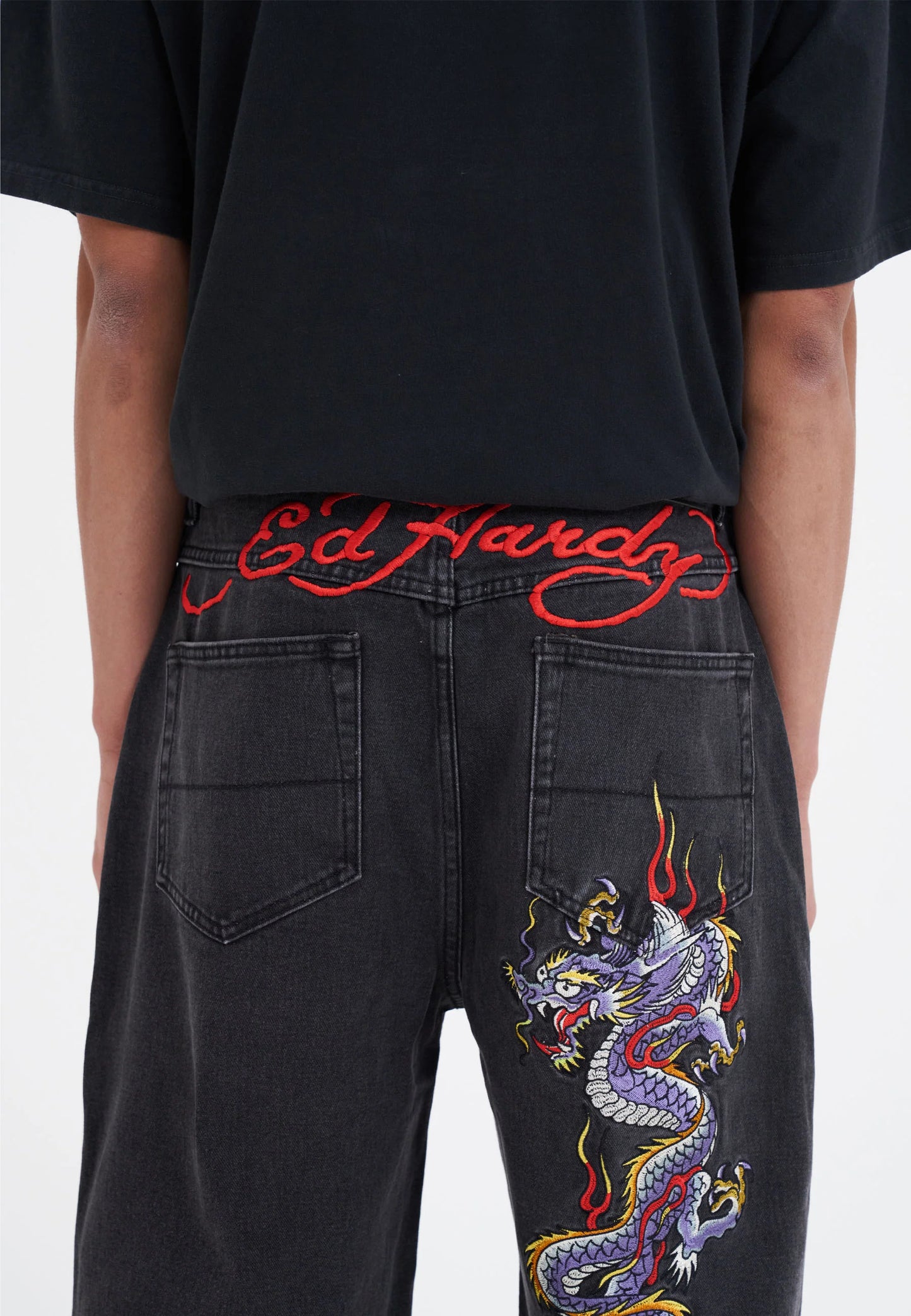 ED HARDY - BATTLE DRAGON DENIM JORTS
