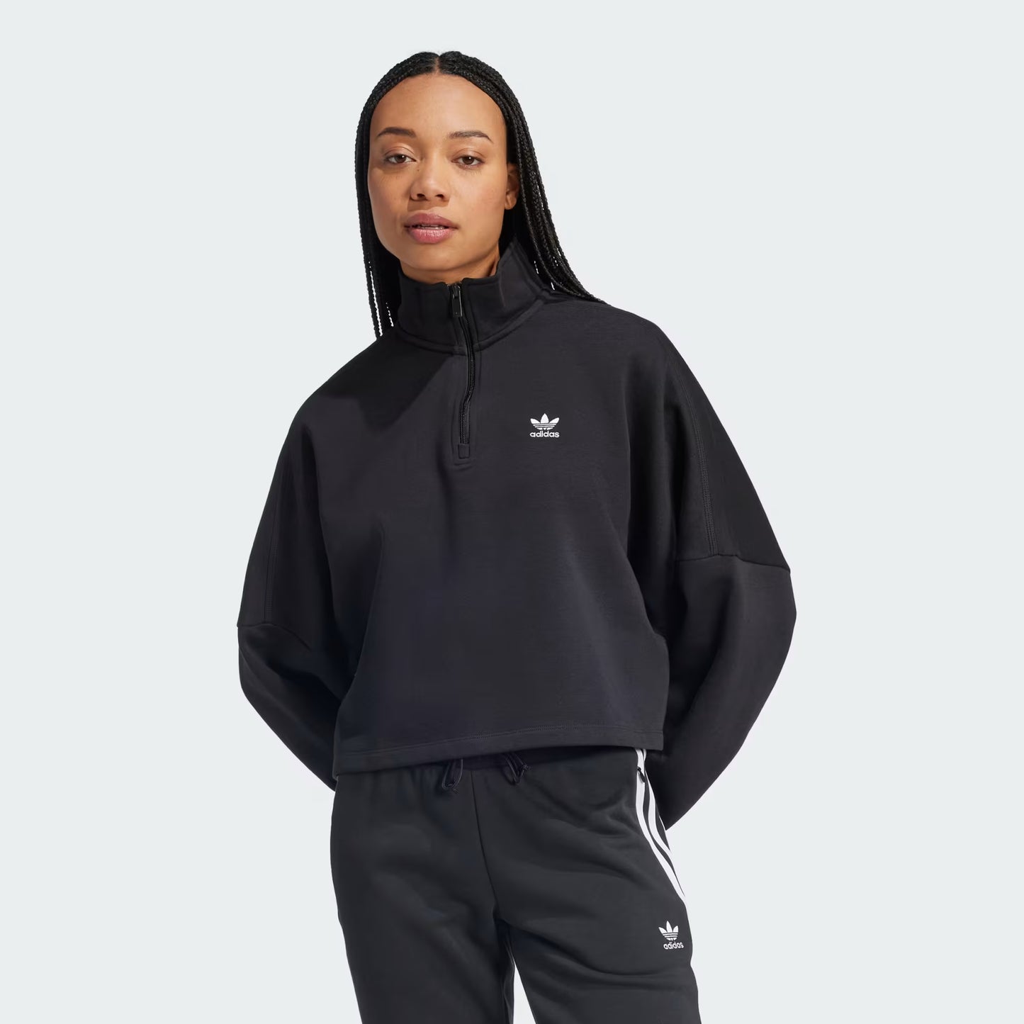 ADIDAS ORIGINALS - ESSENTIALS 1/2 ZIP FLEECE SWEATSHIRT