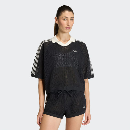 ADIDAS ORIGINALS - KNITTED CROCHET POLO