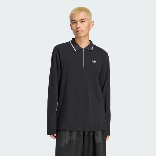 ADIDAS ORIGINALS - 3 STRIPES ENGINEERED RIB LONG SLEEVE POLO