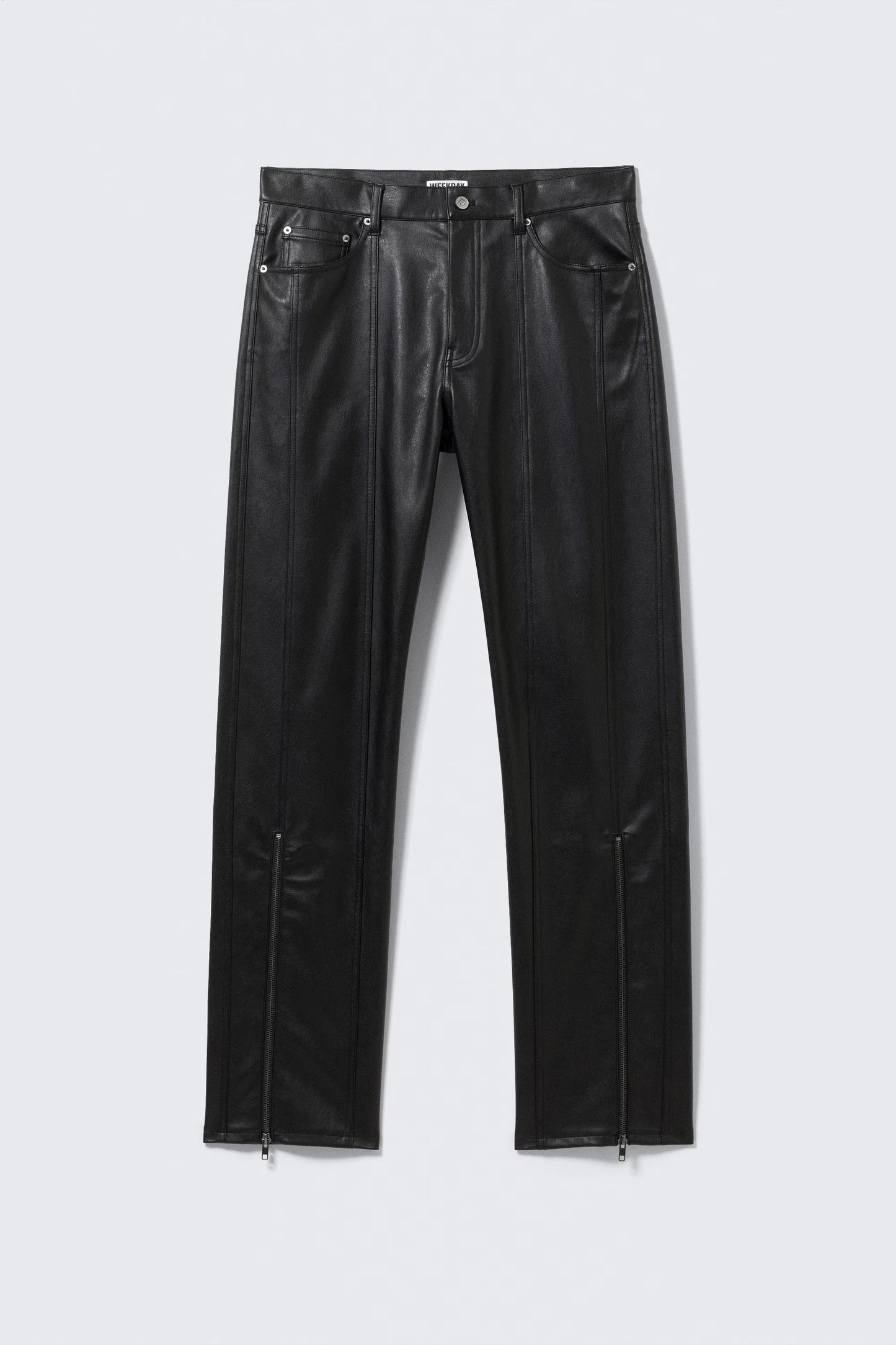WEEKDAY - SPACE RELAXED FAUX LEATHER ZIP HEM TROUSERS