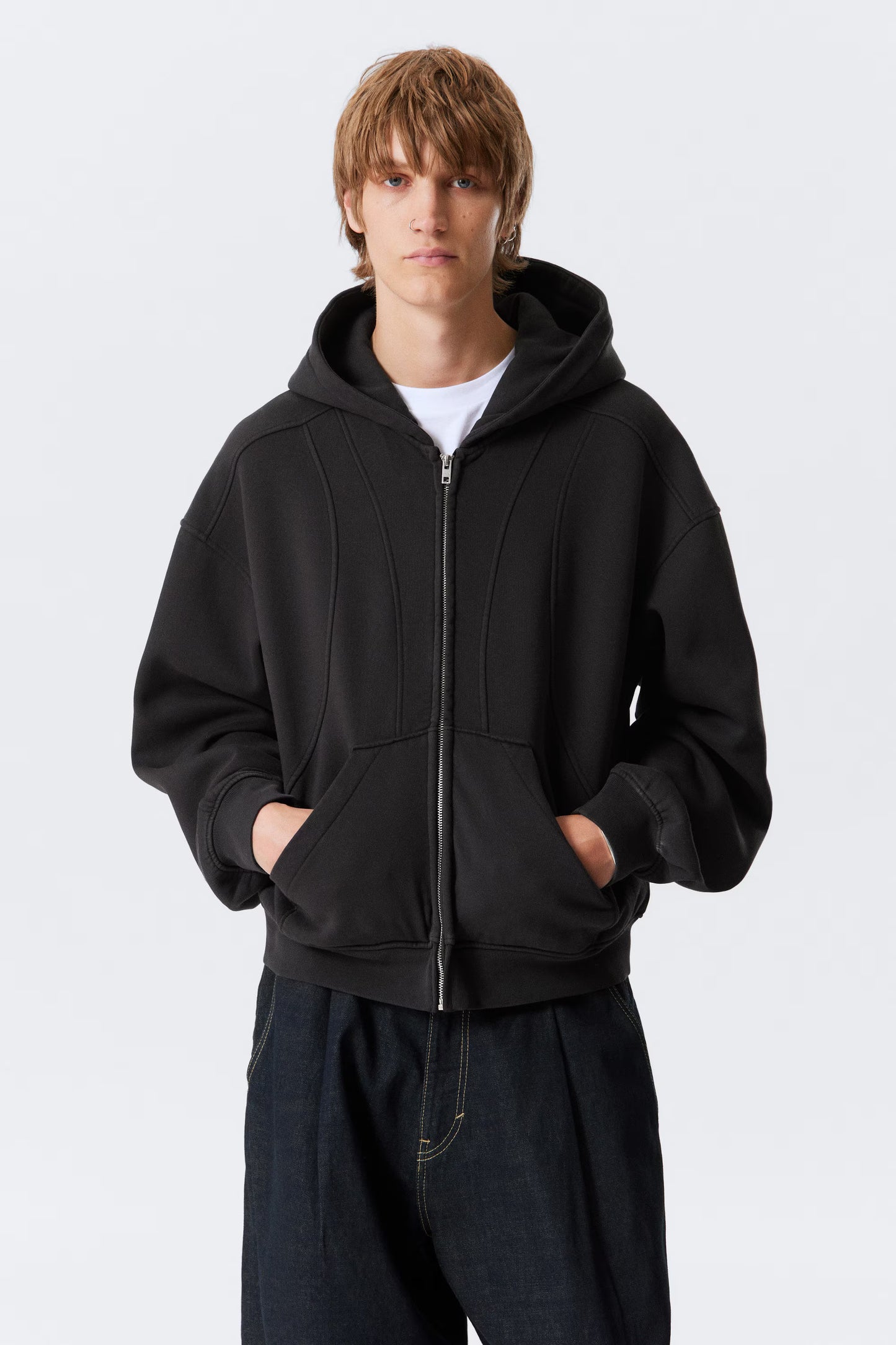 WEEKDAY - ZIP HOODIE BOB BLOCK