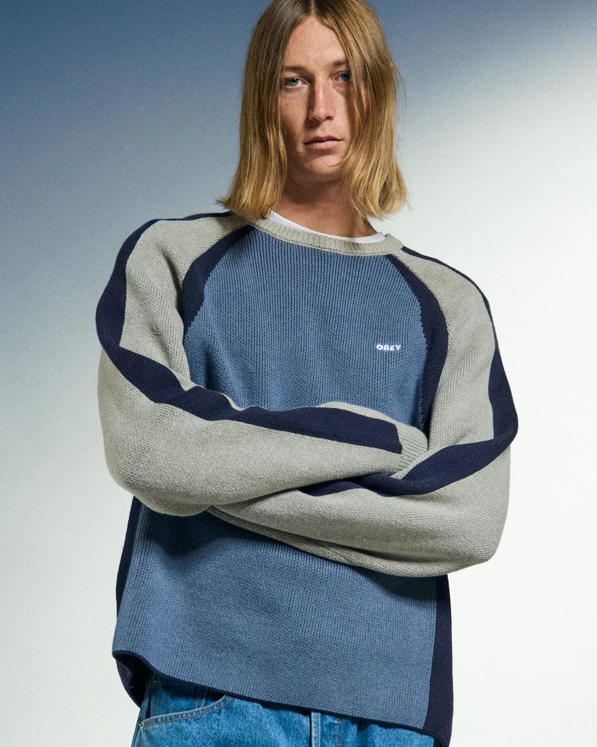 OBEY - RAGLAN CREW NECK SWEATER