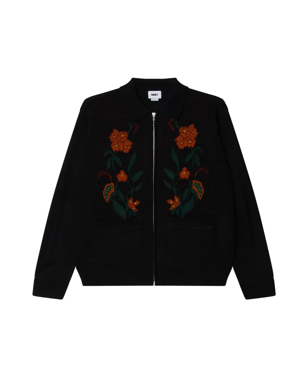 OBEY - FLORAL ZIP CARDIGAN