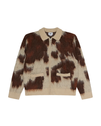 OBEY - COW PATTERN ZIP SWEATER