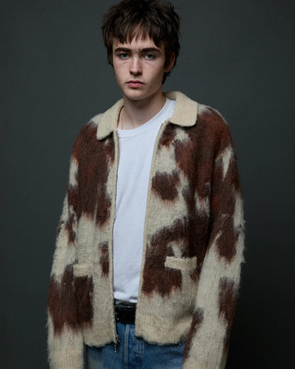 OBEY - COW PATTERN ZIP SWEATER