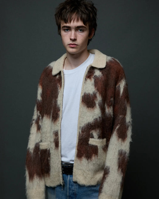 OBEY - COW PATTERN ZIP SWEATER