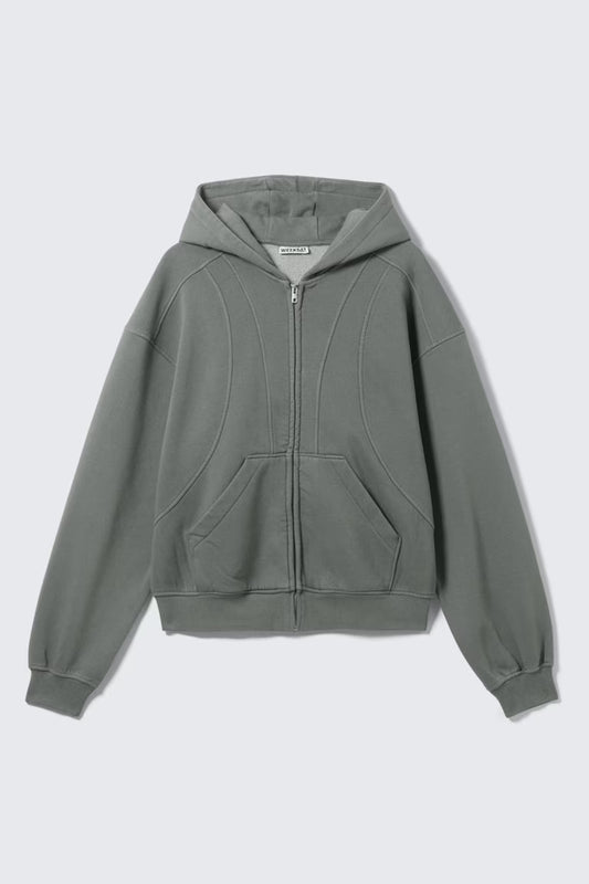 WEEKDAY - ZIP HOODIE BOB BLOCK