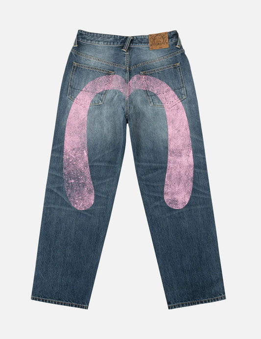 EVISU - PINK DAICOCK RIPPED JEANS