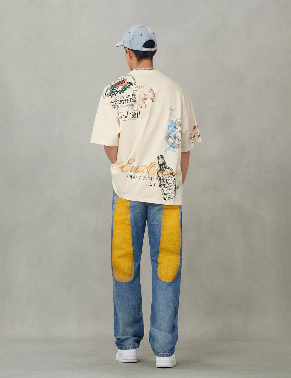 EVISU - YELLOW DAICOCK PRINT REGULAR FIT JEANS #2020