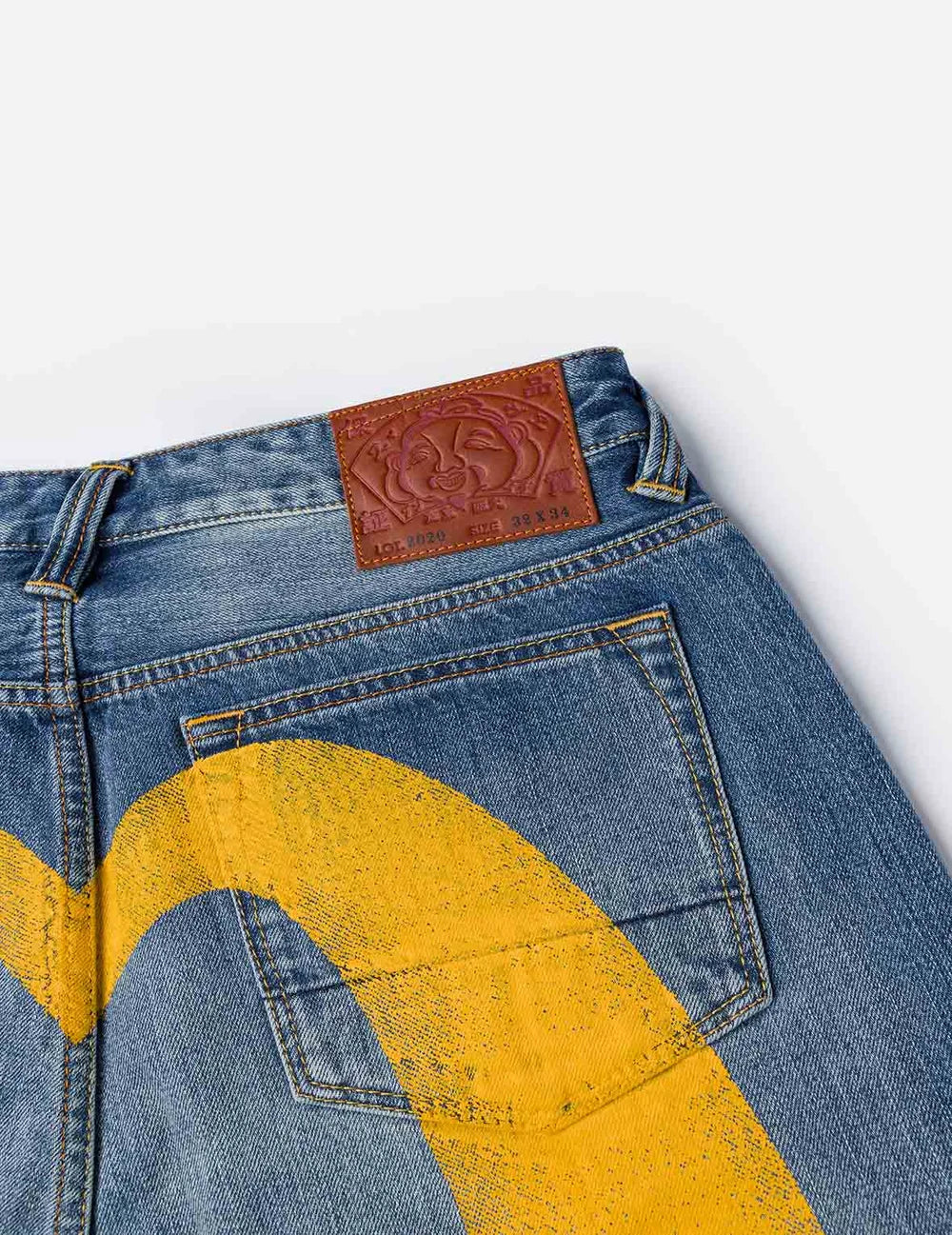 EVISU - YELLOW DAICOCK PRINT REGULAR FIT JEANS #2020