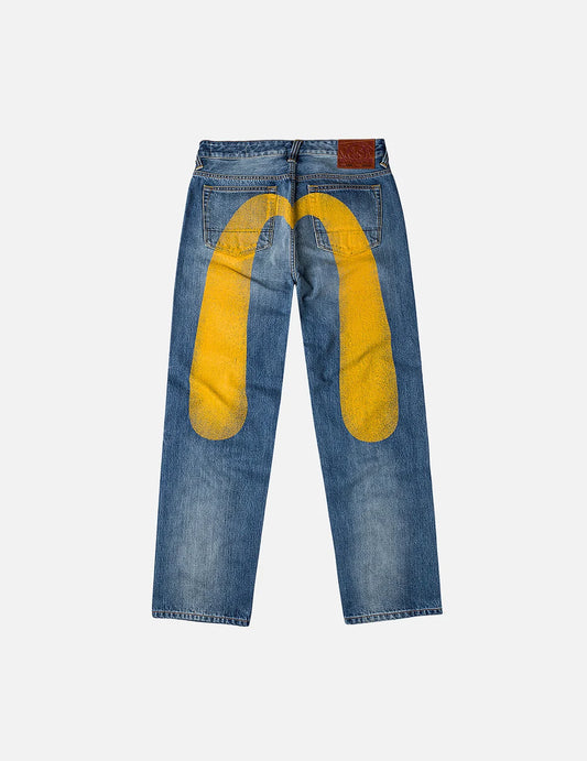 EVISU - YELLOW DAICOCK PRINT REGULAR FIT JEANS #2020