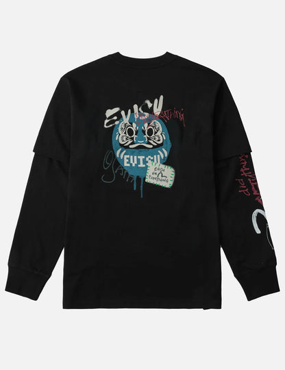 EVISU - DARUMA PRINT FAUX LAYERED LONG-SLEEVE T-SHIRT