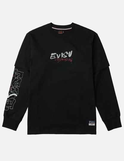 EVISU - DARUMA PRINT FAUX LAYERED LONG-SLEEVE T-SHIRT