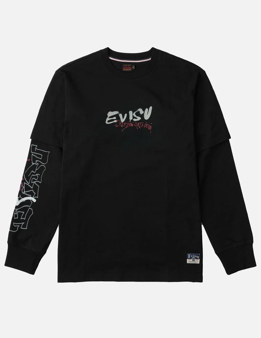 EVISU - DARUMA PRINT FAUX LAYERED LONG-SLEEVE T-SHIRT
