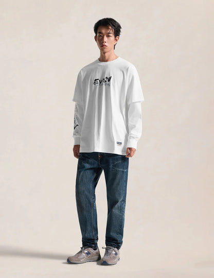EVISU - DARUMA PRINT FAUX LAYERED LONG-SLEEVE T-SHIRT