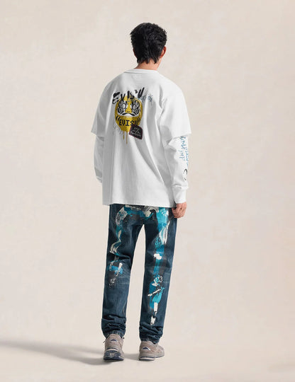 EVISU - DARUMA PRINT FAUX LAYERED LONG-SLEEVE T-SHIRT