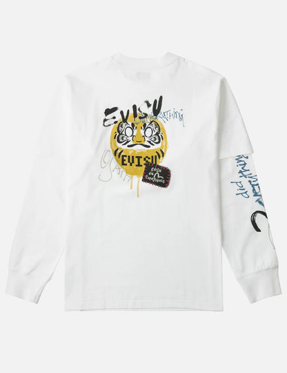 EVISU - DARUMA PRINT FAUX LAYERED LONG-SLEEVE T-SHIRT