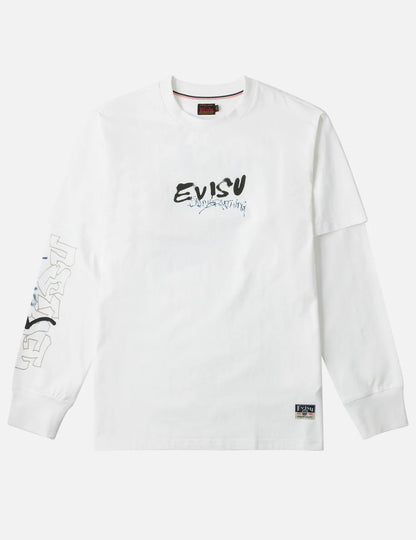 EVISU - DARUMA PRINT FAUX LAYERED LONG-SLEEVE T-SHIRT