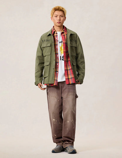 EVISU - HEAVY WASHED AND DISTRESSED DAICOCK JEANS