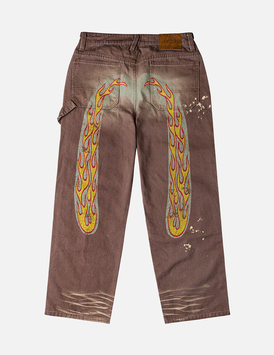 EVISU - HEAVY WASHED AND DISTRESSED DAICOCK JEANS