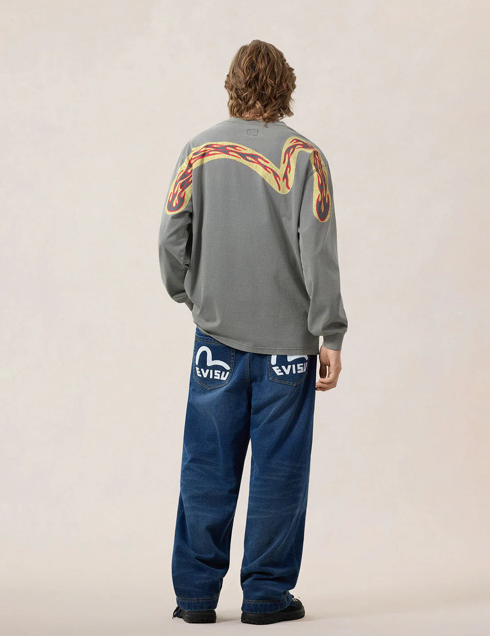 EVISU - REVERSED SEAGULL SLOGAN LONG-SLEEVE T-SHIRT