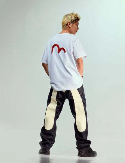 EVISU - DAICOCK PRINT BAGGY JEANS #2000
