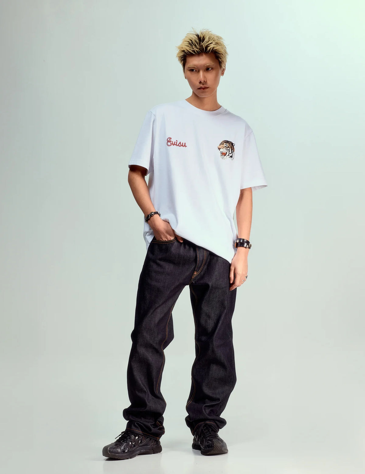 EVISU - DAICOCK PRINT BAGGY JEANS #2000