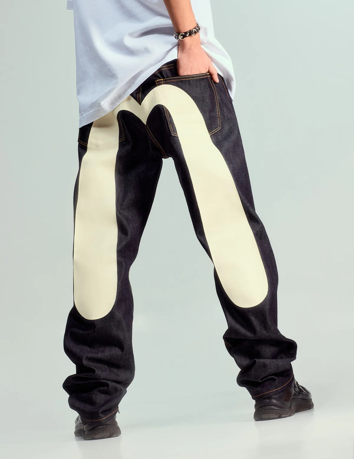 EVISU - DAICOCK PRINT BAGGY JEANS #2000