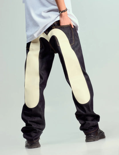 EVISU - DAICOCK PRINT BAGGY JEANS #2000