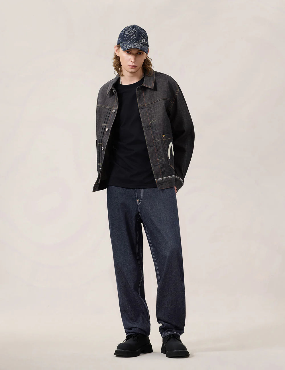 EVISU - LOGO SEAGULL EMBROIDERY DENIM JACKET