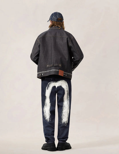 EVISU - LOGO SEAGULL EMBROIDERY DENIM JACKET
