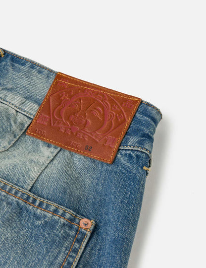 EVISU - SASHIKO PATCH DENIM SHORTS