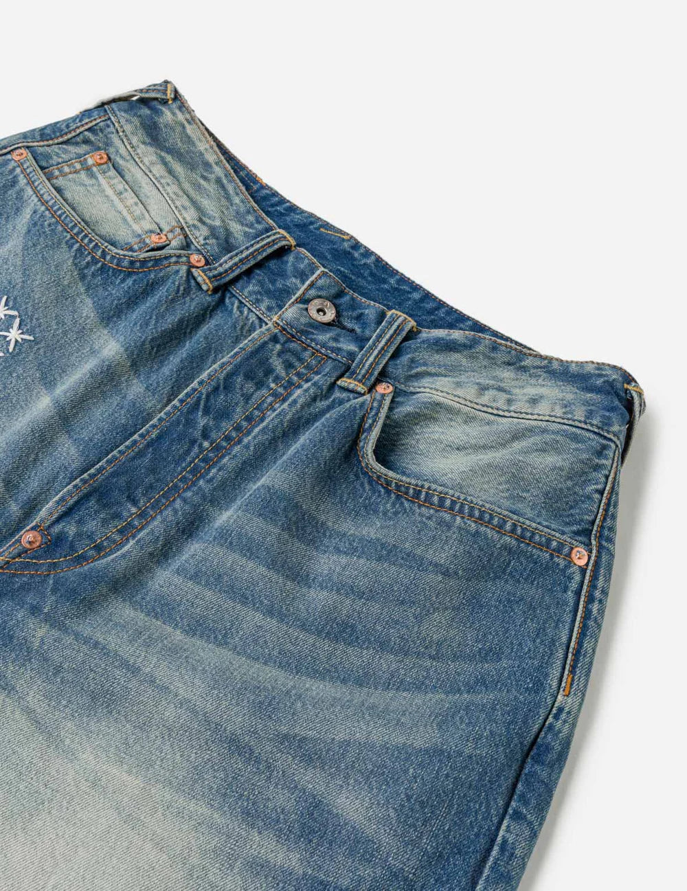 EVISU - SASHIKO PATCH DENIM SHORTS