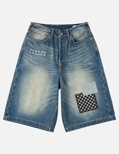 EVISU - SASHIKO PATCH DENIM SHORTS