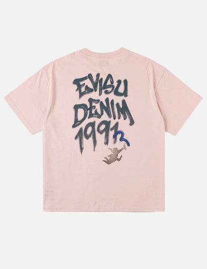 EVISU - ANGEL GRAFFITI SLOGAT T-SHIRT