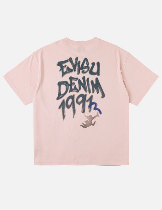EVISU - ANGEL GRAFFITI SLOGAT T-SHIRT