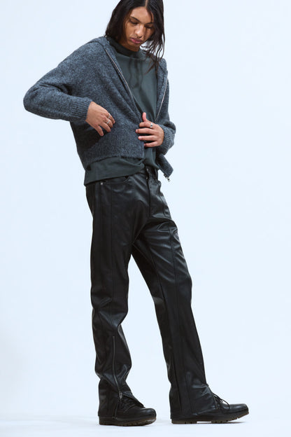 WEEKDAY - SPACE RELAXED FAUX LEATHER ZIP HEM TROUSERS