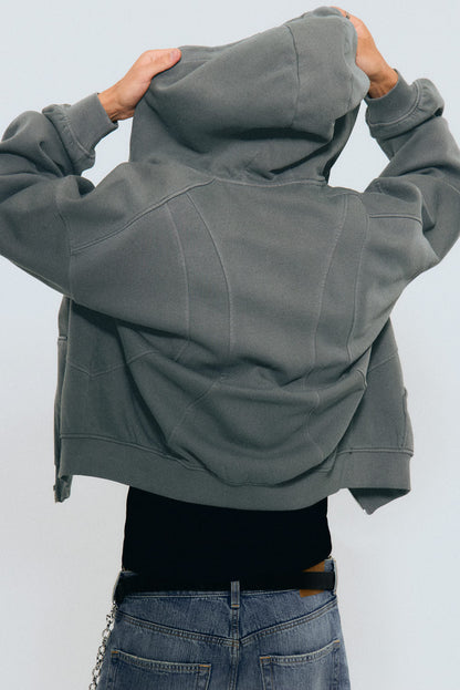 WEEKDAY - ZIP HOODIE BOB BLOCK