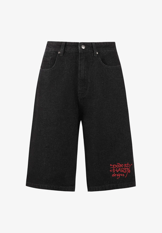 ED HARDY - BATTLE DRAGON DENIM JORTS