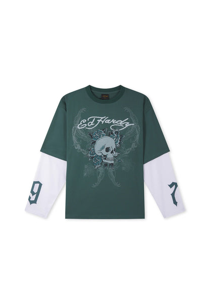 ED HARDY - 1971 SKULL DOUBLE LAYER RELAXED T-SHIRT