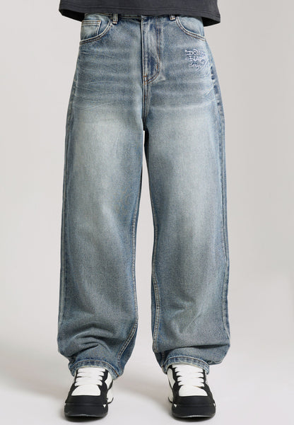 ED HARDY - EMBROIDERED PANTHER RELAXED JEANS