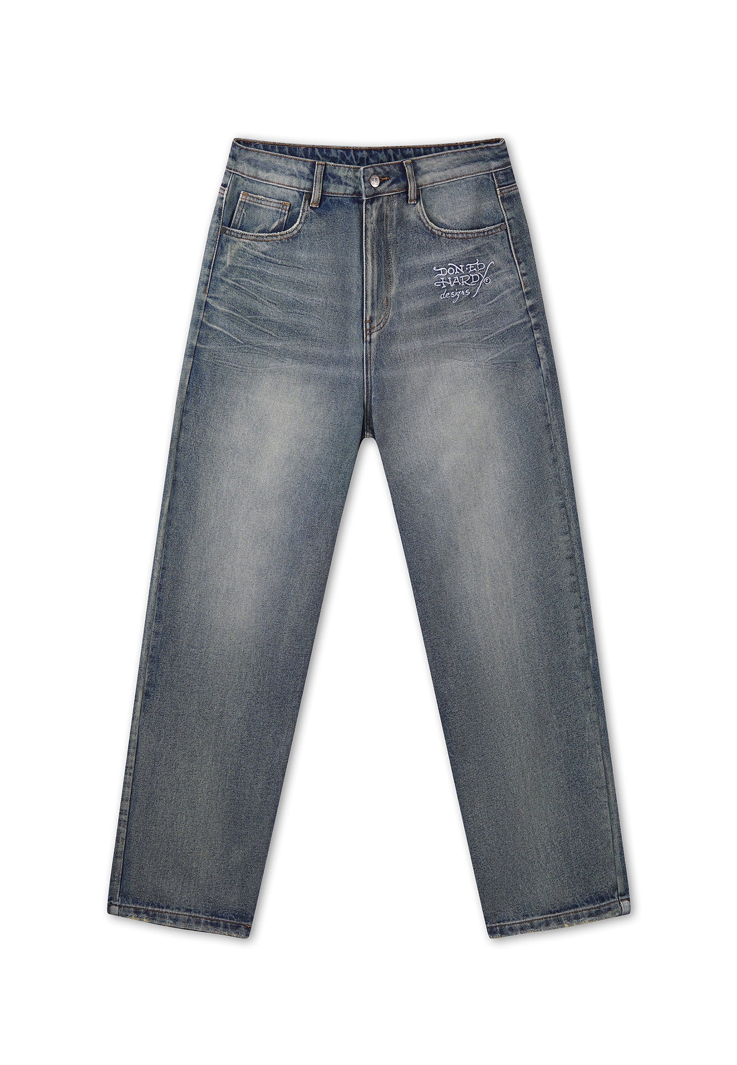 ED HARDY - EMBROIDERED PANTHER RELAXED JEANS